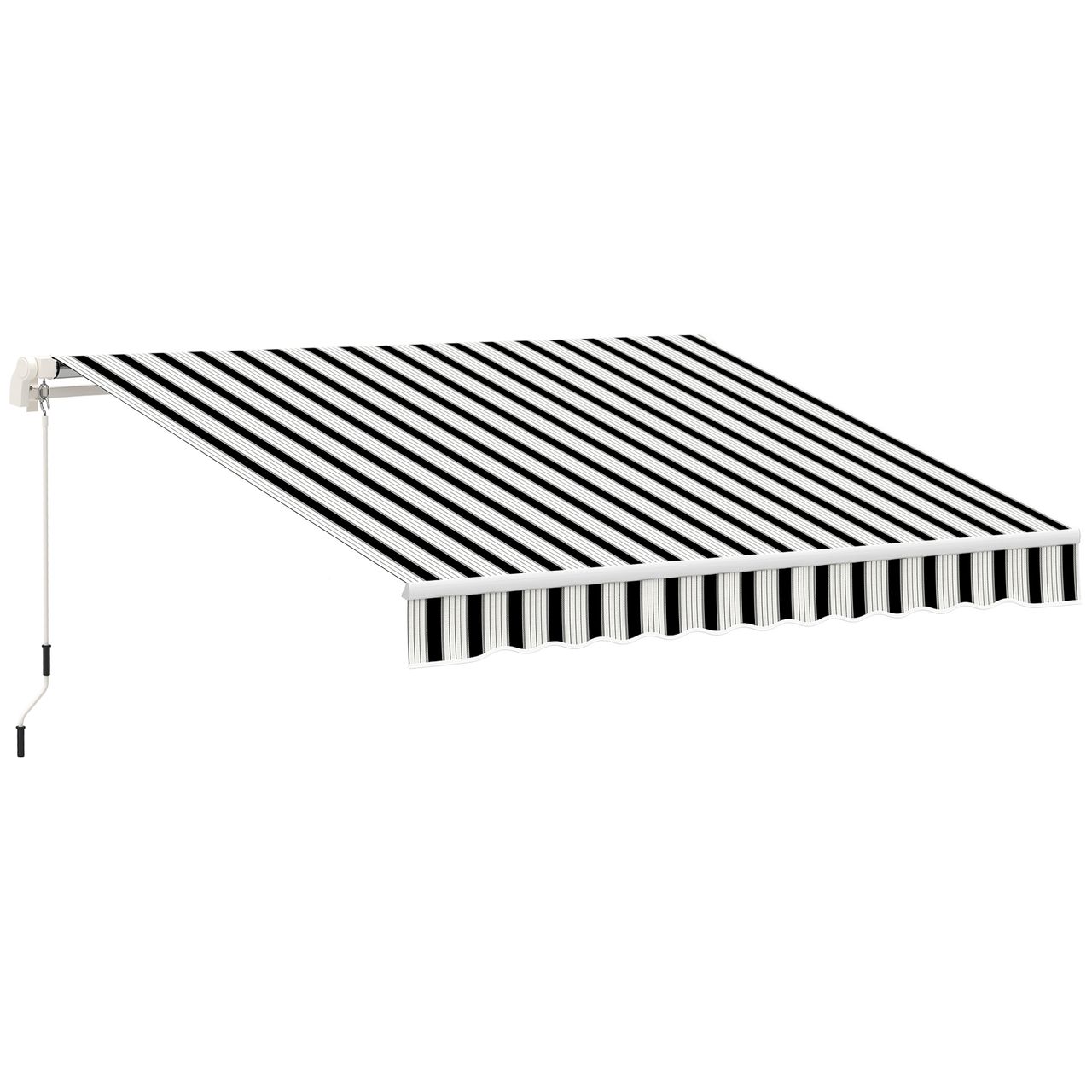 Outsunny Gelenkarmmarkise 395 cm Markise mit Handkurbel Sonnenschutz Wandmontage Alu Weiß+Blau 395x245cm