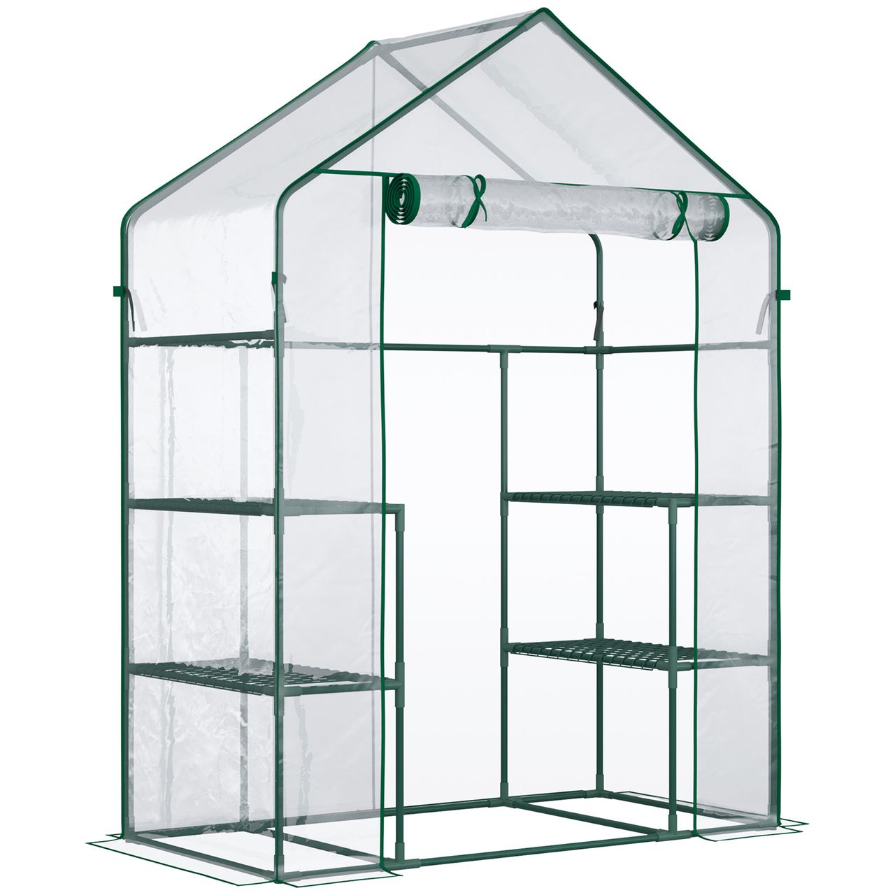 Outsunny Foliengewächshaus Frühbeet mit 6 Regalen Transparent 142 x 73 x 195 cm