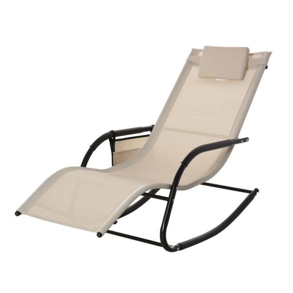 4251774933780-1 Outsunny Schaukelstuhl Schwingsessel Gartenstuh Schaukelliege Metall