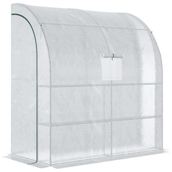 Outsunny Foliengewächshaus mit 2 Türen Pflanzenaufzucht UV – Schutz Stahl PE Weiß 200 x 100 x 213 cm