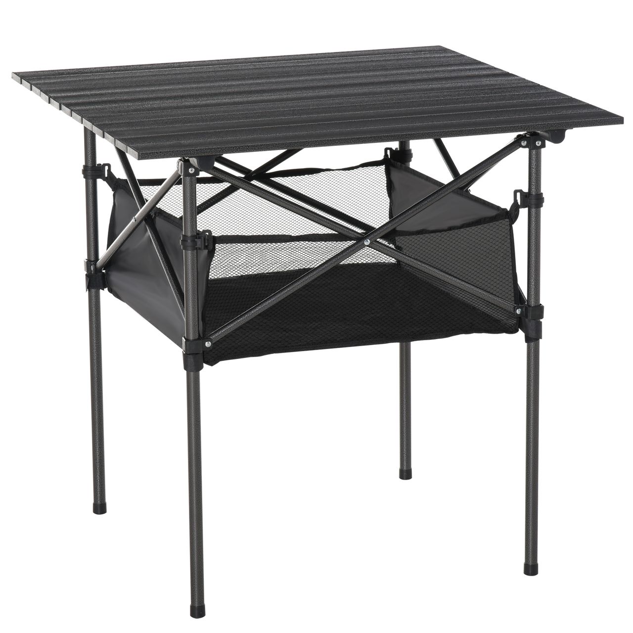 Outsunny Campingtisch aus Aluminium faltbar für Camping Garten Party Picknick Balkon Schwarz 70 x 70 x 69 cm