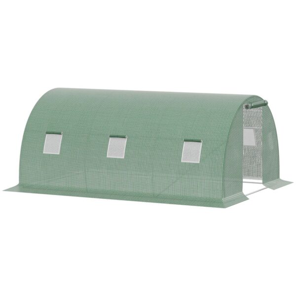 Outsunny Foliengewächshaus begehbares Polytunnel 4, 5 x 3 m Dunkelgrün
