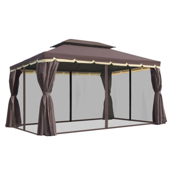 Outsunny Gartenpavillon Pavillon Gartenzelt mit Seitenteile Moskitonetz