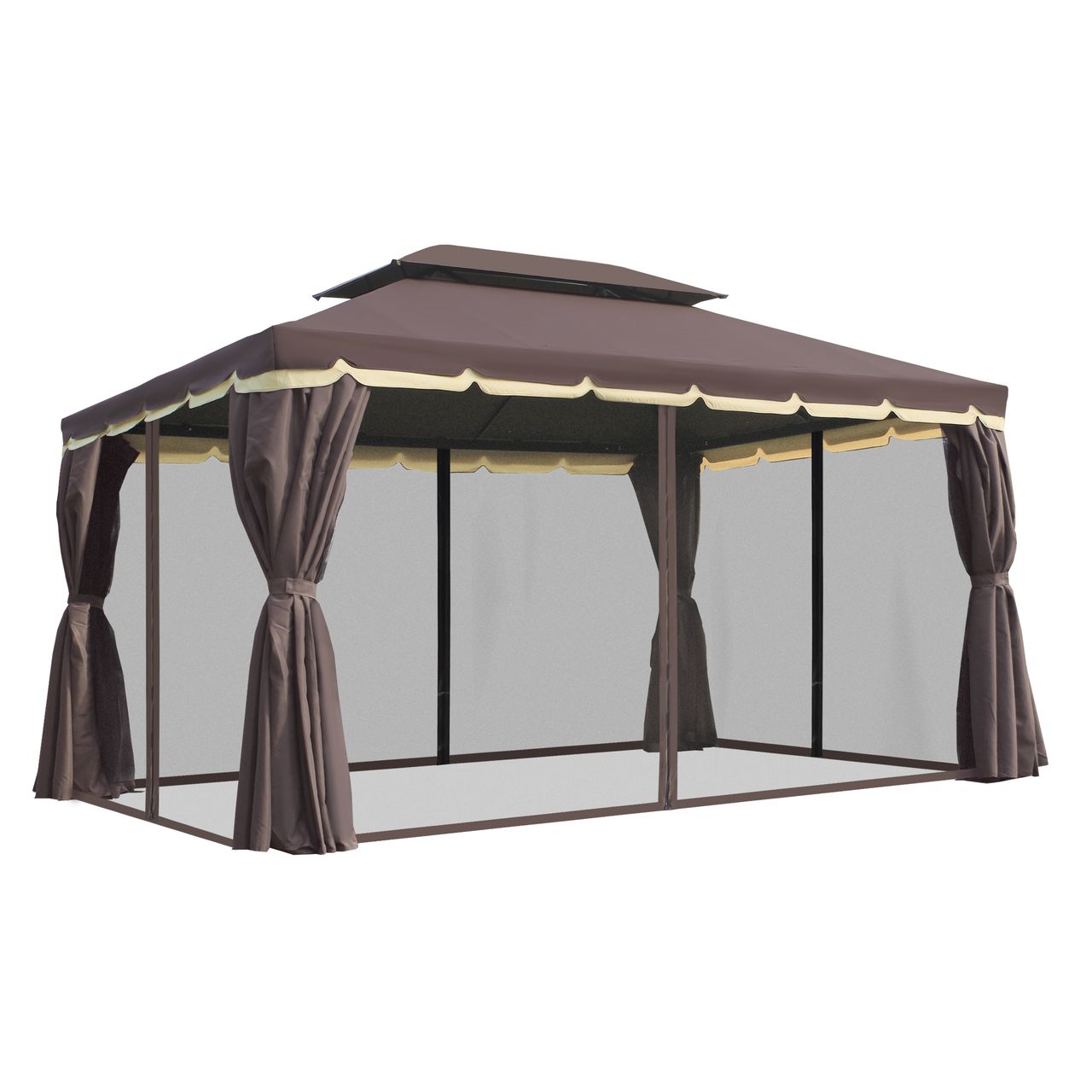 Outsunny Gartenpavillon Pavillon Gartenzelt mit Seitenteile Moskitonetz