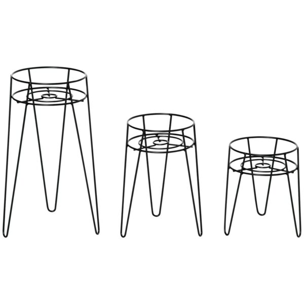 Outsunny Blumenständer 3er Set Pflanzenständer für Blumentopf bis Ø16 cm