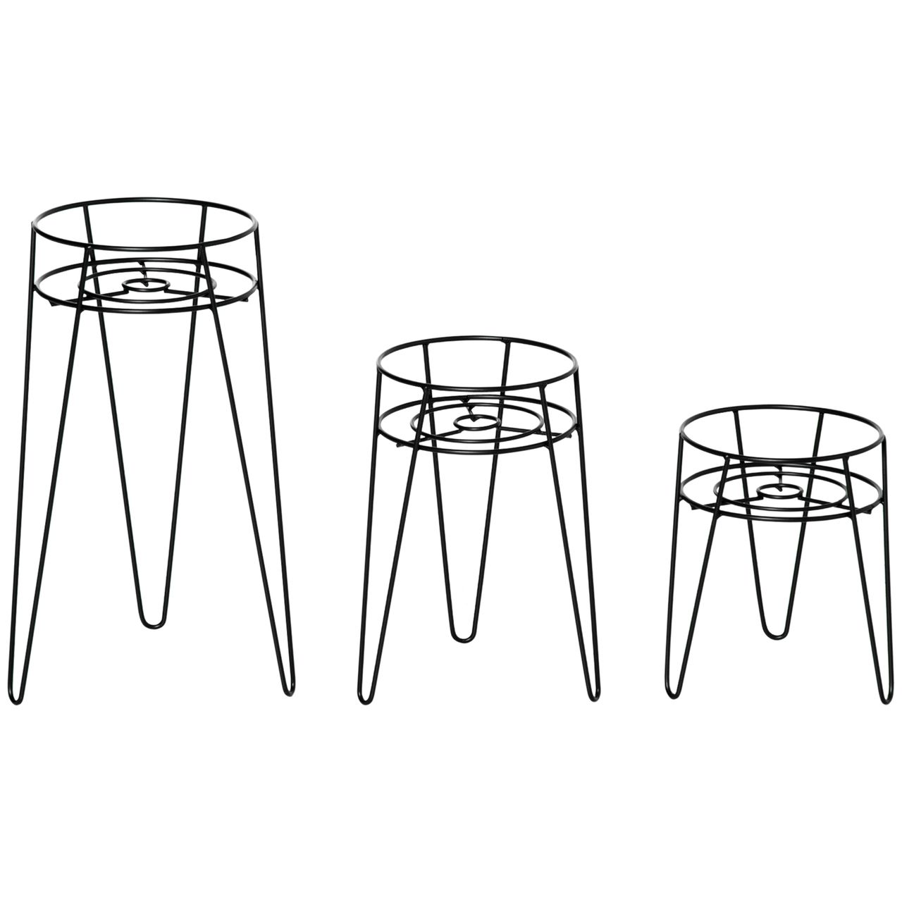 Outsunny Blumenständer 3er Set Pflanzenständer für Blumentopf bis Ø16 cm