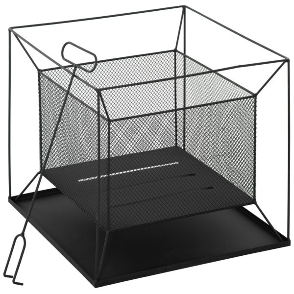 4251774945202-1 Outsunny Feuerschale modern Feuerkorb rechteckig für Garten Camping BBQ Metall Schwarz 45 x 45 x 43 cm