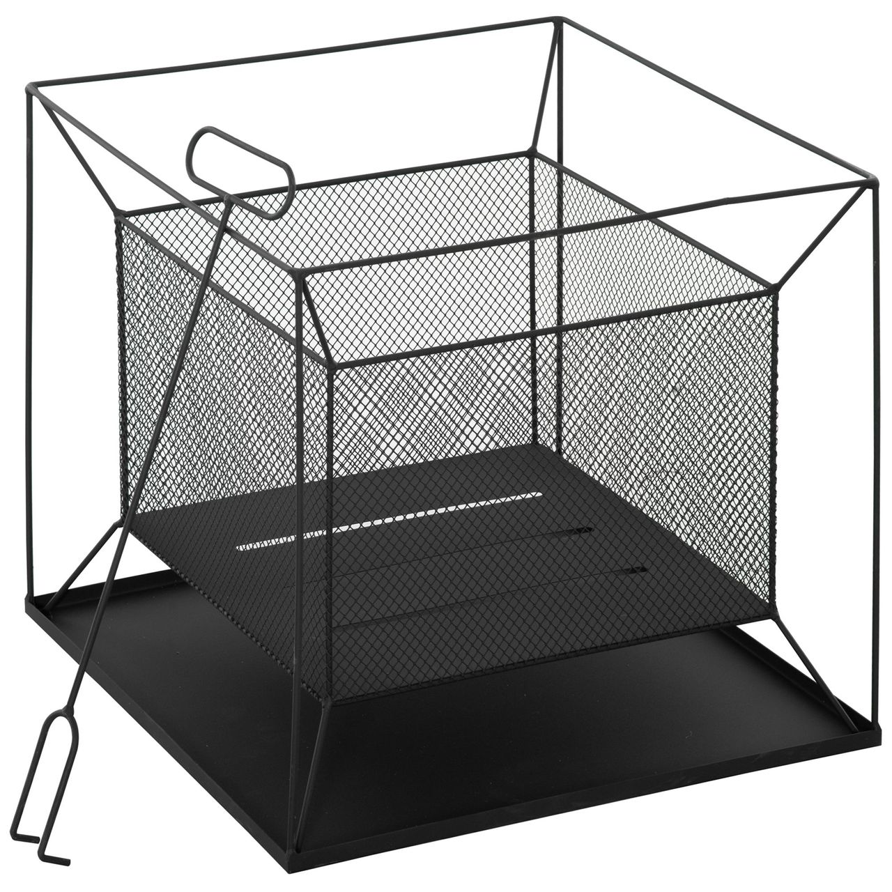 Outsunny Feuerschale modern Feuerkorb rechteckig für Garten Camping BBQ Metall Schwarz 45 x 45 x 43 cm