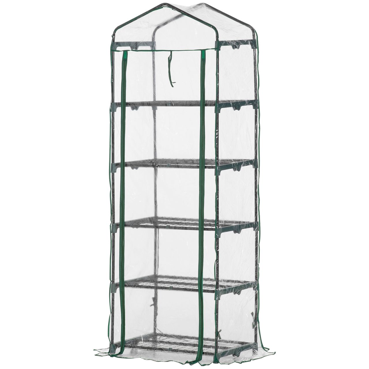 Outsunny Foliengewächshaus Mini – Gewächshaus mit 5 Regale Transparent