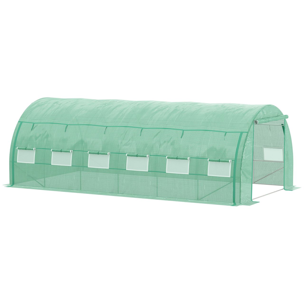 Outsunny Foliengewächshaus 6x3x2m mit aufrollbar Abdeckungen Folientunnel Treibhaus UV – Schutz Grün