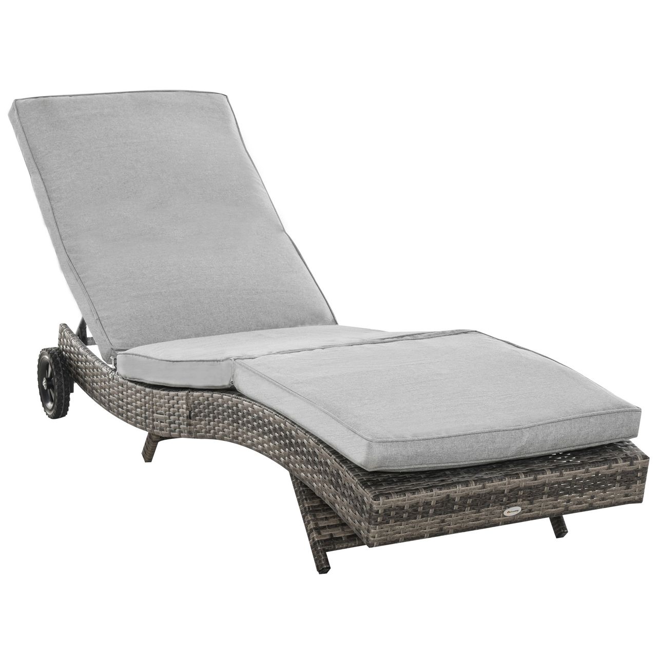 Outsunny Gartenliege mit Kissen aus Metall, ca. 207 x 70 x 70 cm – Grau