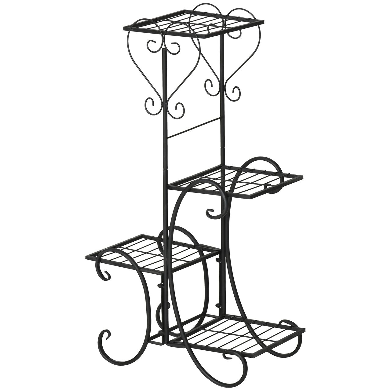 Outsunny Blumenregal 4 Ebenen aus Metall, ca. 45 x 24, 5 x 80 cm – Schwarz