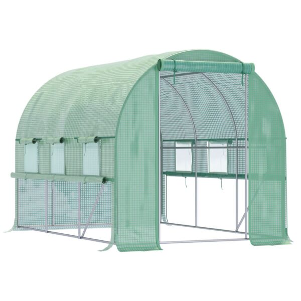 Outsunny Foliengewächshaus 2, 95x2x2 m begehbares Gewächshaus Tunnel UV – Schutz
