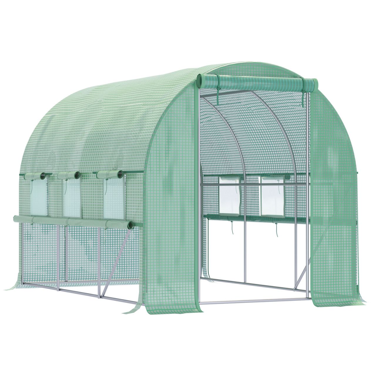 Outsunny Foliengewächshaus 2, 95x2x2 m begehbares Gewächshaus Tunnel UV – Schutz