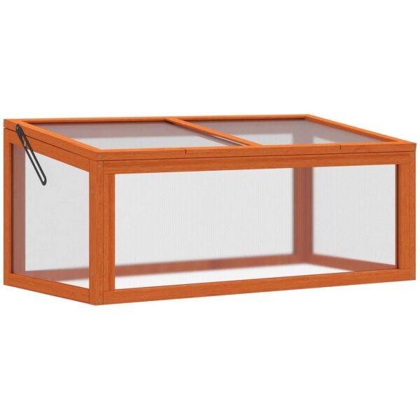 Outsunny Frühbeet Gewächshaus mit Abdeckung aus Holz + Polycarbonat wetterfest Orange 90x46x40cm