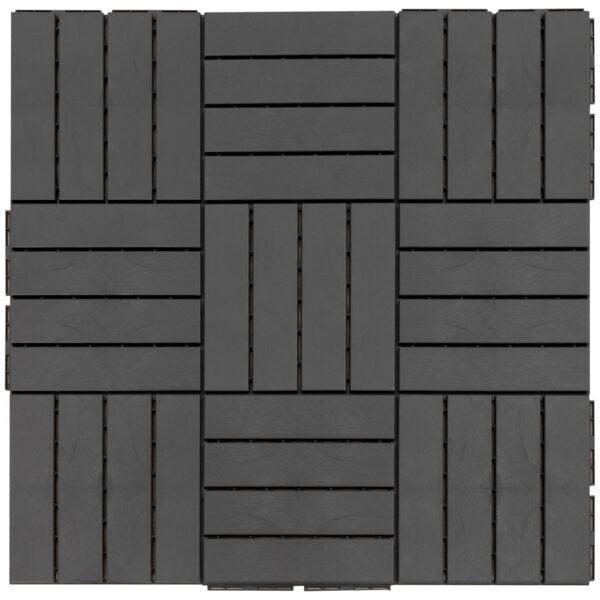 Outsunny 9er Set Terassenfliesen Balkon Patio 30x30 cm Bodenbelag Innen Außen Kunststoff Schwarz