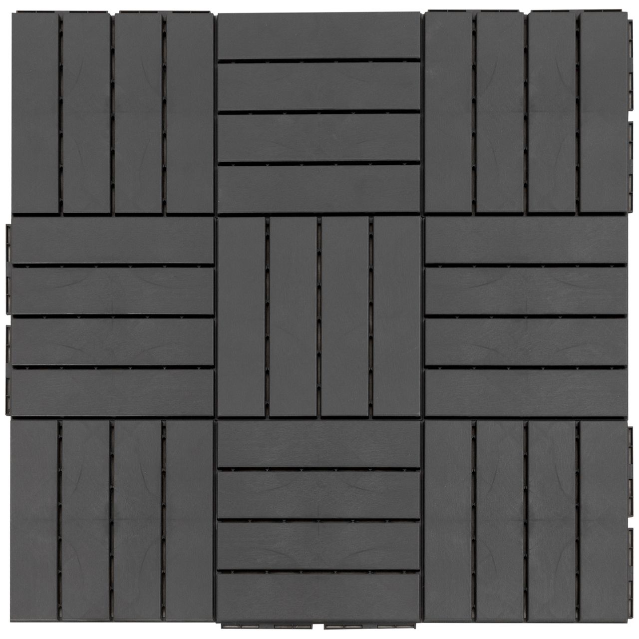 Outsunny 9er Set Terassenfliesen Balkon Patio 30×30 cm Bodenbelag Innen Außen Kunststoff Schwarz