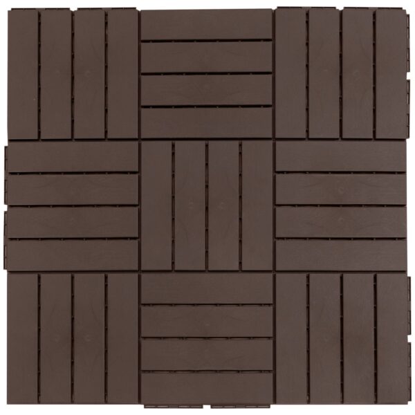 4251774950381-2 Outsunny 9er Set Terassenfliesen Balkon 30x30 cm Garten – Klickfliese Bodenbelag Innen Außen Kunststoff Braun