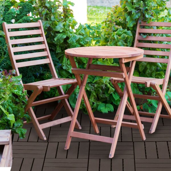 4251774950381-4 Outsunny 9er Set Terassenfliesen Balkon 30x30 cm Garten – Klickfliese Bodenbelag Innen Außen Kunststoff Braun