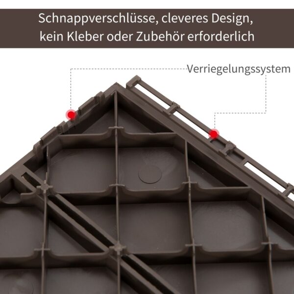 4251774950381-7 Outsunny 9er Set Terassenfliesen Balkon 30x30 cm Garten – Klickfliese Bodenbelag Innen Außen Kunststoff Braun