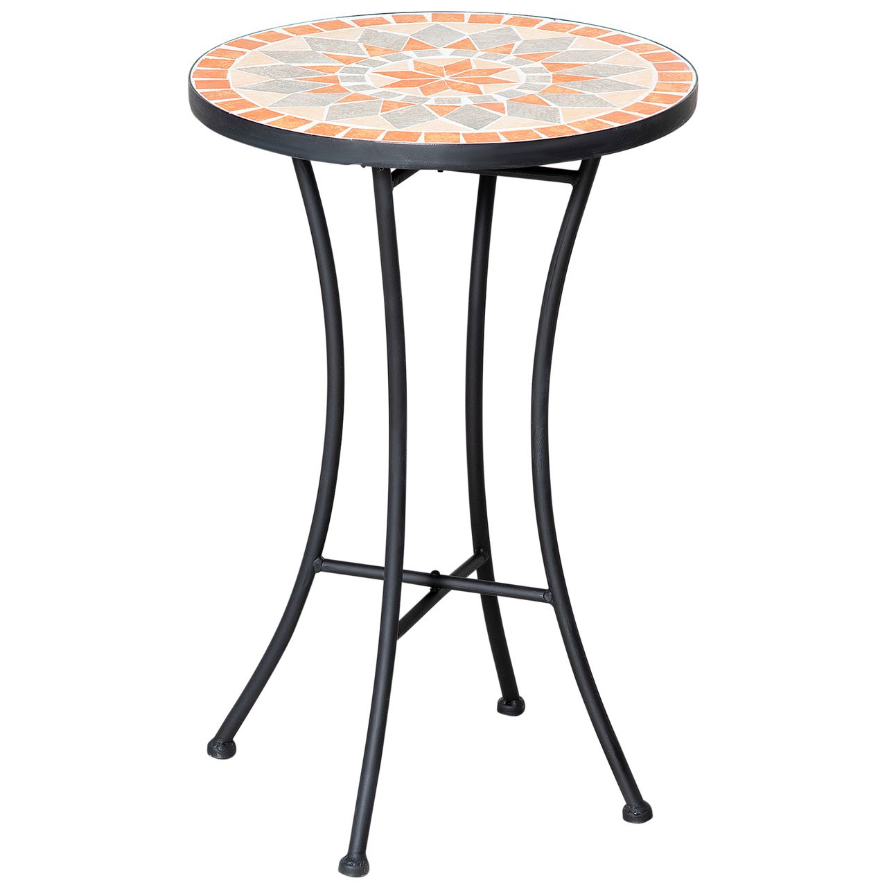 Outsunny Ø35, 5 cm Beistelltisch Gartentisch wetterfest Mosaik für Garten
