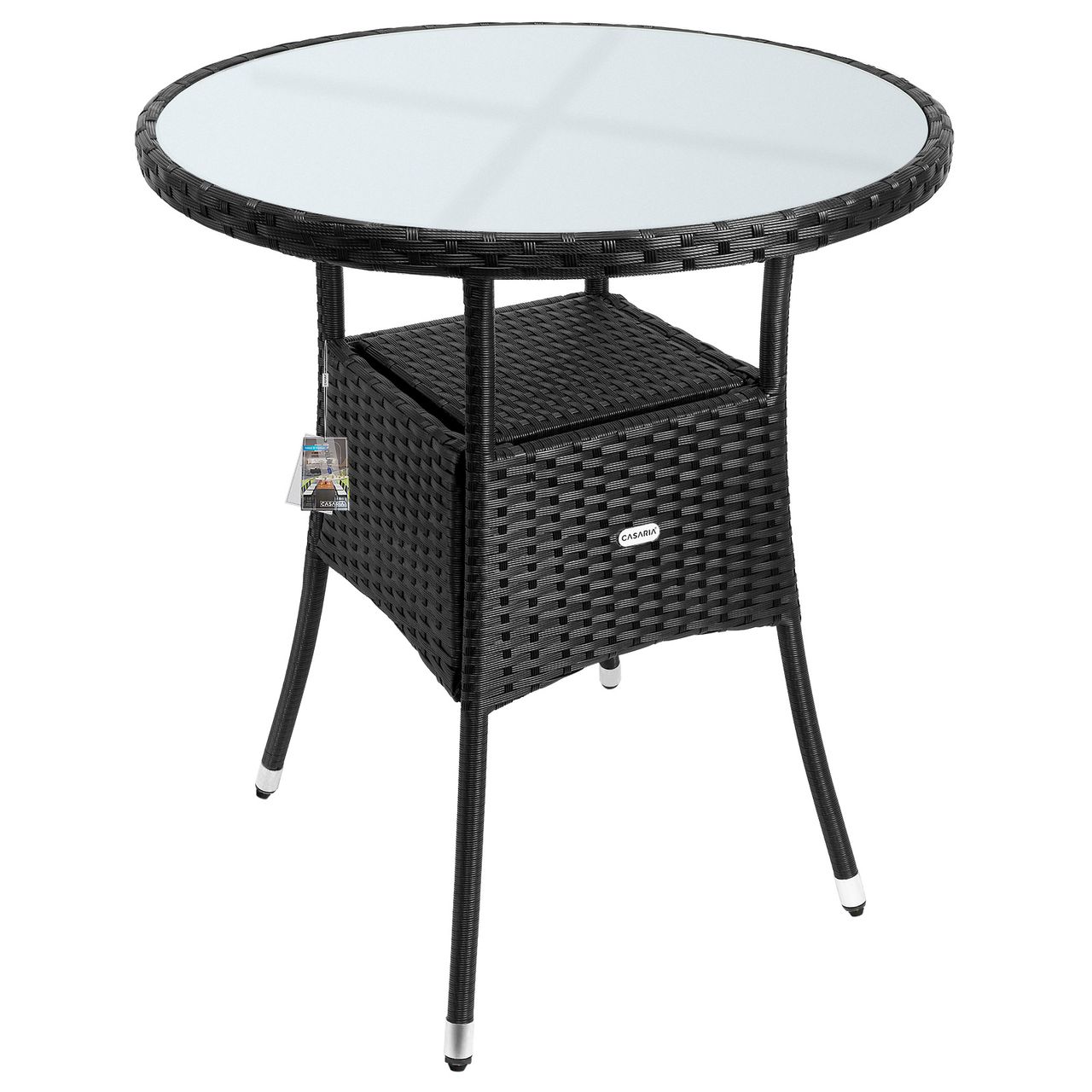 Casaria Polyrattan – Tisch Schwarz rund Ø60cm
