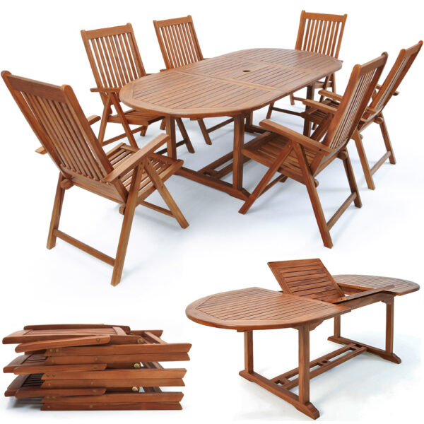 Casaria Garten – Sitzgruppe Vanamo 7 – tlg. Eukalyptusholz