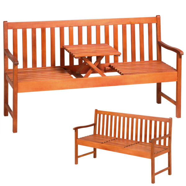 4251776929743-1 Casaria Gartenbank Picknick mit Tisch, Eukalyptus