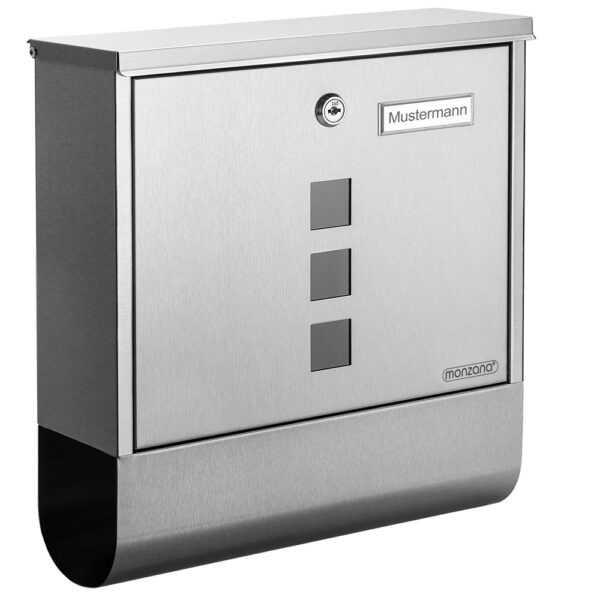 4251776929781-1 monzana Briefkasten mit Zeitungsrohr Edelstahl Silber