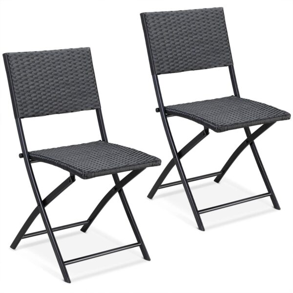 Casaria Polyrattan Klappstuhl Rom 2er Set schwarz