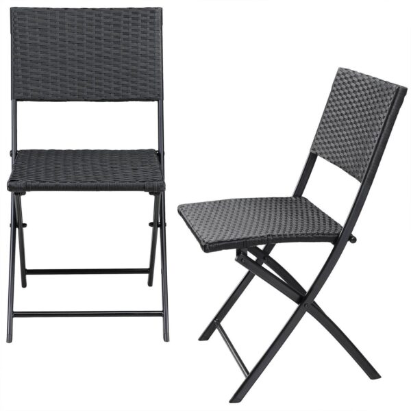 Casaria Polyrattan Klappstuhl Rom 2er Set schwarz