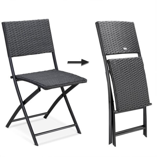 Casaria Polyrattan Klappstuhl Rom 2er Set schwarz