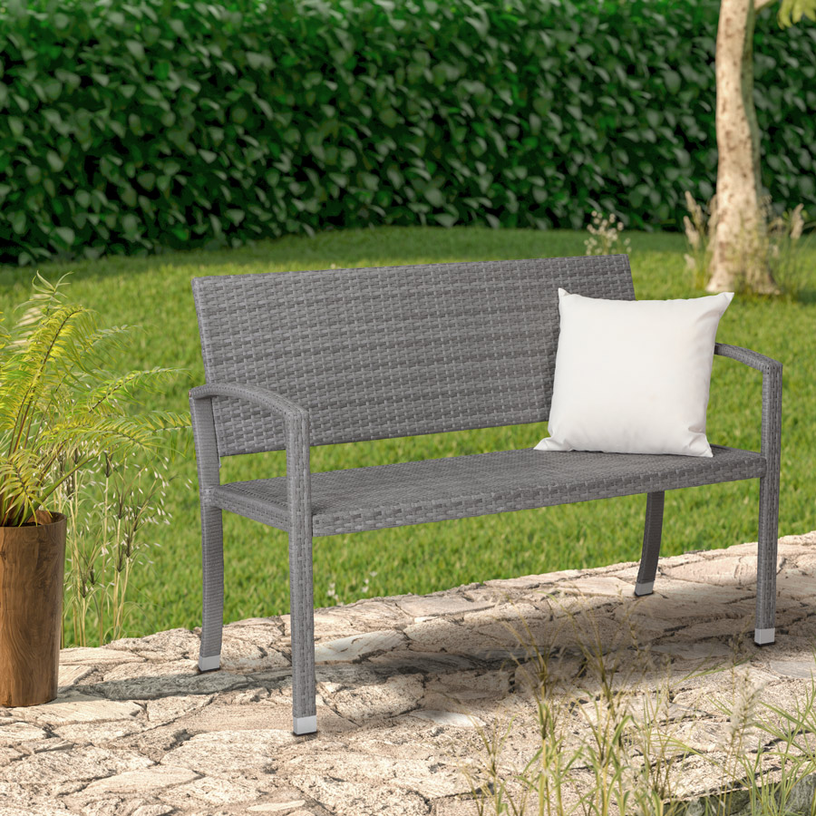 Casaria Gartenbank Polyrattan 122x90x55cm grau