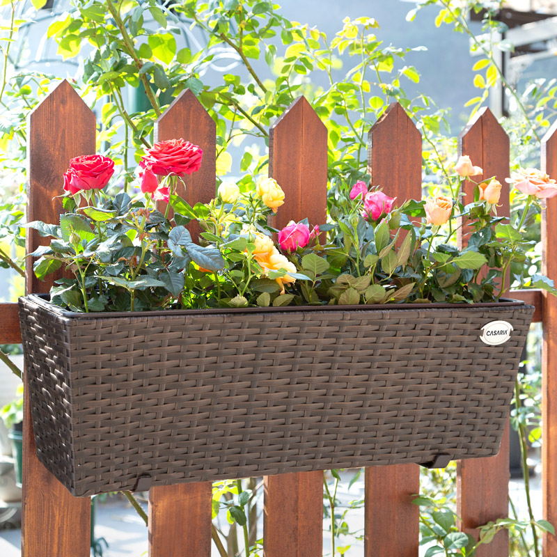 Casaria Blumenkasten Balkonkasten Polyrattan 60x20x19cm 2er Set braun