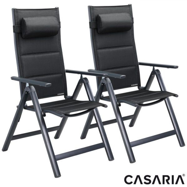 Casaria Gartenstuhl Bern Premium 2er – Set Anthrazit gepolstert
