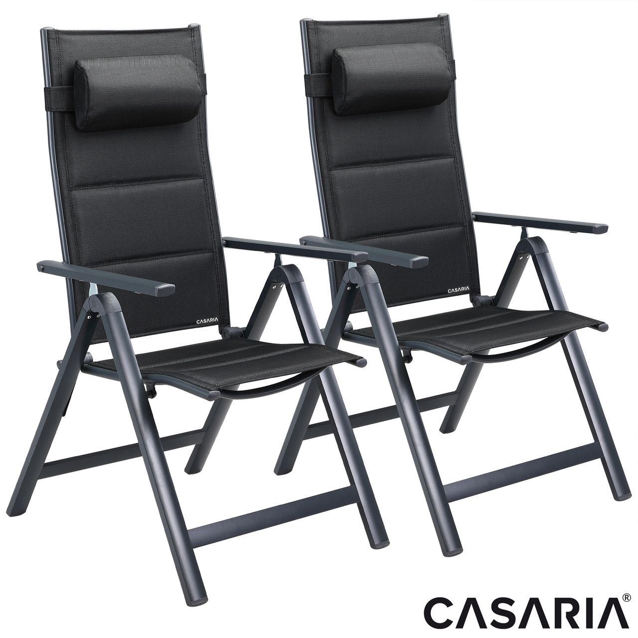 Casaria Gartenstuhl Bern Premium 2er – Set Anthrazit gepolstert