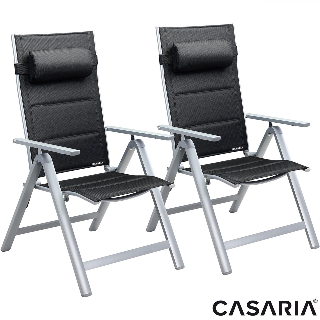 Casaria Gartenstuhl Bern Premium 2er – Set Silber gepolstert