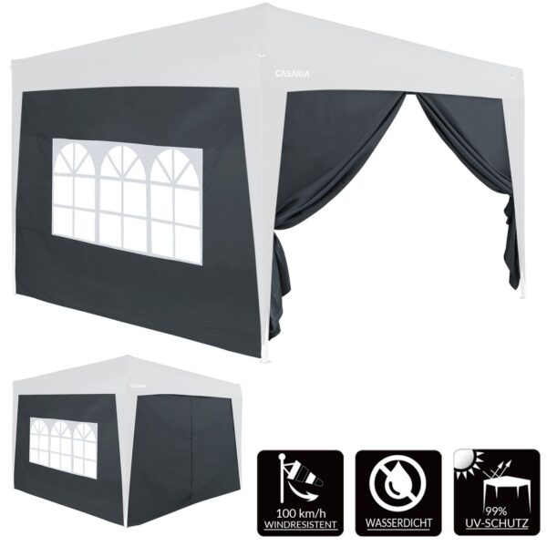 4251779132157-1 Casaria Seitenwände Faltpavillon 2er – Set Anthrazit 3x2m