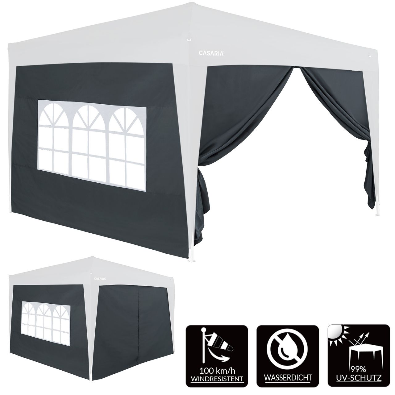 Casaria Seitenwände Faltpavillon 2er – Set Anthrazit 3x2m
