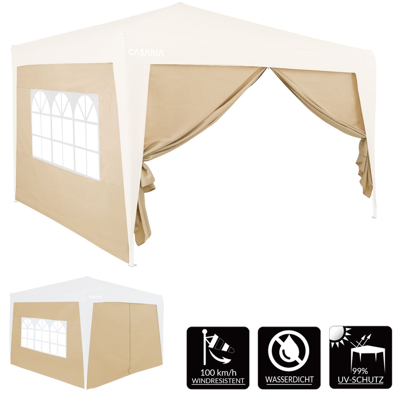 Casaria Casaria Seitenwände Faltpavillon 2er – Set Beige 3x2m