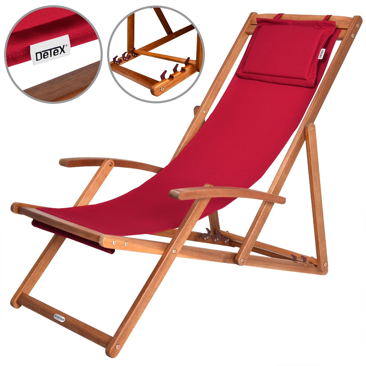 Casaria Sonnenliege Rot Akazienholz