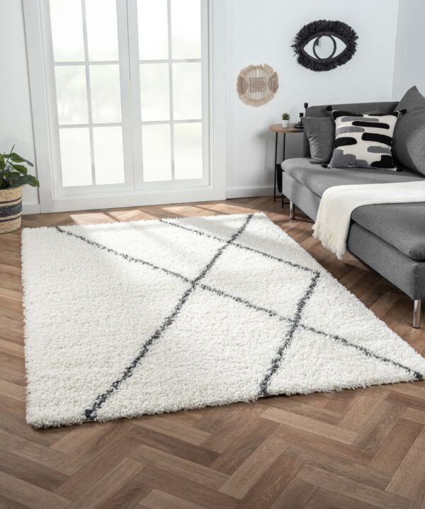 4251792201274-2 MyFlair Teppich Laure, 160cm x 230cm, farbe Weiß, rechteckig, florhöhe 37mm
