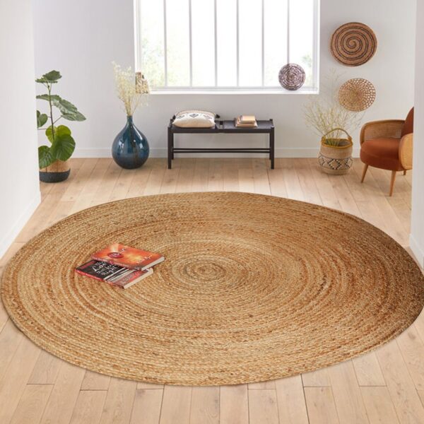 4251792201809-1 MyFlair Teppich Sophia, 100cm x 100cm, farbe Hellbraun, rund, florhöhe 10mm