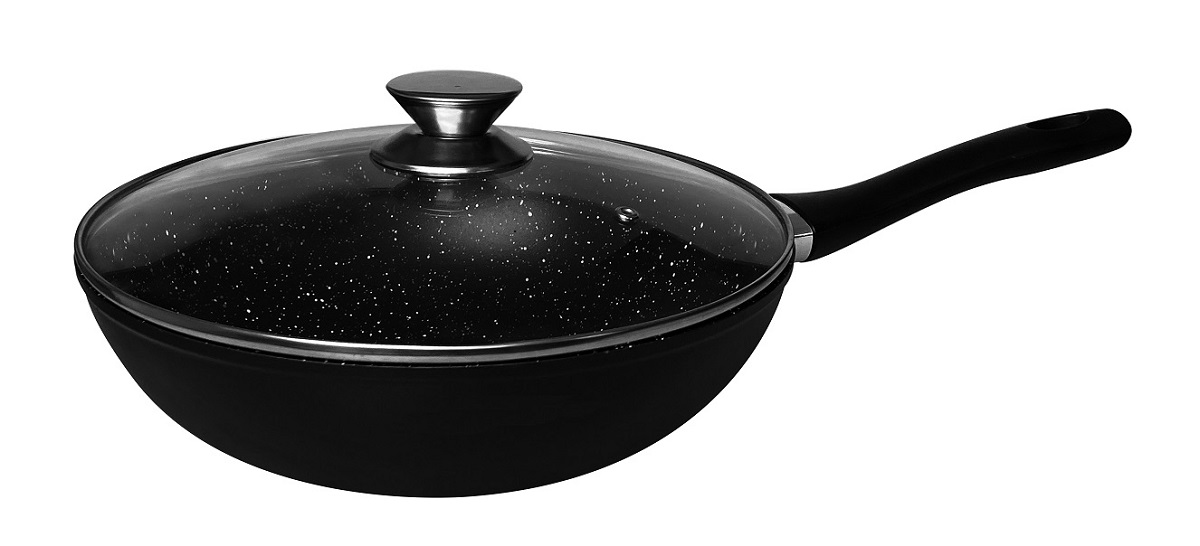 Cheffinger Wokpfanne mit Deckel Ø 28 cm – Marmor – Antihaft, Induktion