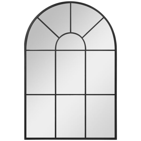 HOMCOM 91 x 60 cm Wandspiegel Bogenfenster – Spiegel Wohnzimmerspiegel Schwarz