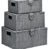 HOMCOM Aufbewahrungskorb grau Metall B/H/L: ca. 28,5x35,5x18 cm