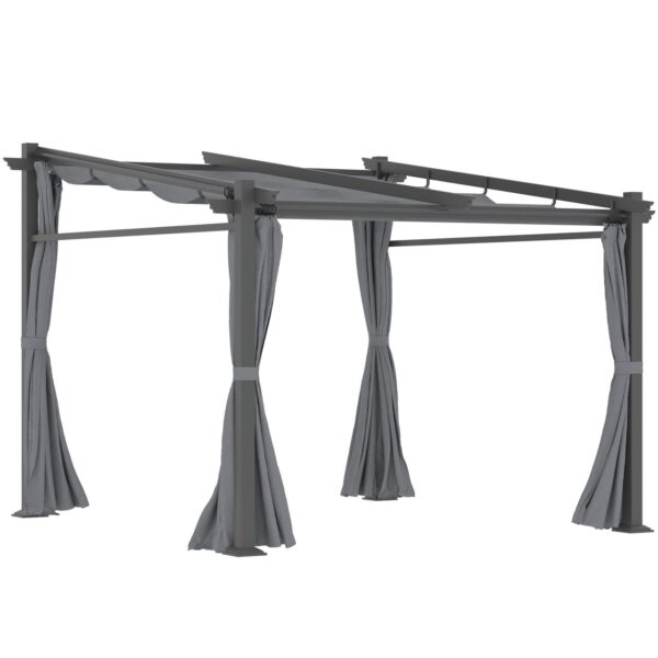 Outsunny Pergola 2, 97 x 2, 95 m Gartenpavillon mit Sonnendach, Seitenteilen