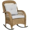 4255633515742-1 Outsunny Rattan Schaukelstuhl, Schaukelsessel mit Kissen für Balkon, Garten