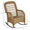 4255633515742-3 Outsunny Rattan Schaukelstuhl, Schaukelsessel mit Kissen für Balkon, Garten