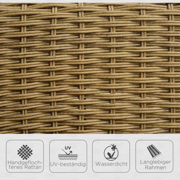 4255633515742-4 Outsunny Rattan Schaukelstuhl, Schaukelsessel mit Kissen für Balkon, Garten